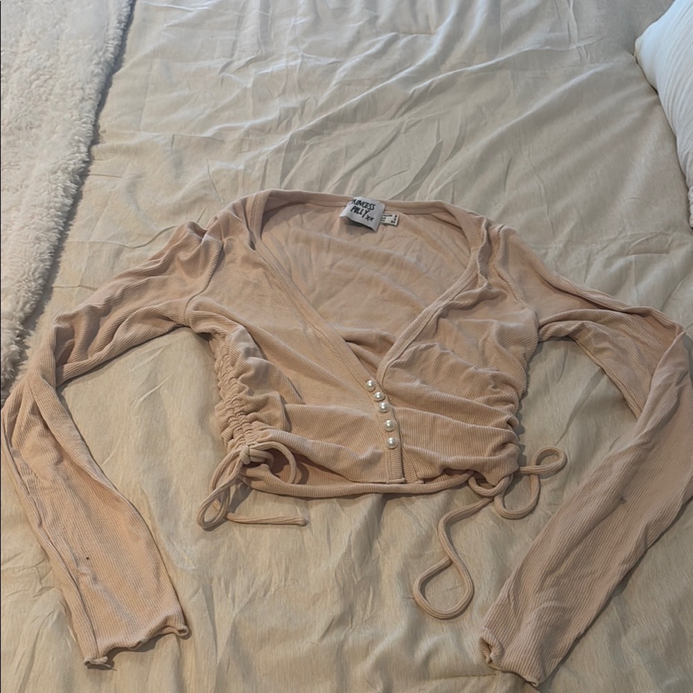 Women's Beige Wrap Top